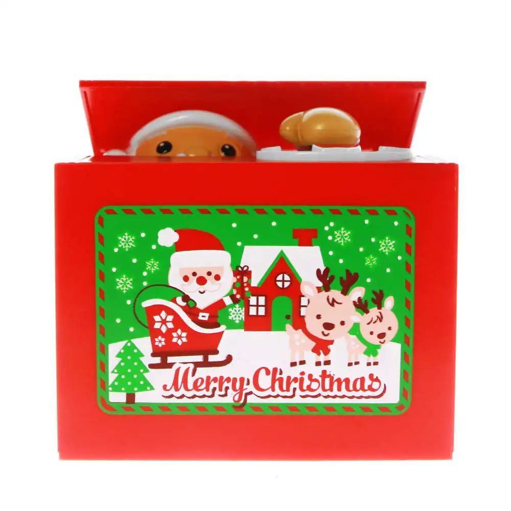 Us 11 99 20 Off Adorable Mechanical Santa Claus Piggy Bank Automatic Father Christmas Coin Bank Steal Money Coin Deposit Machine Christmas Gift In - 